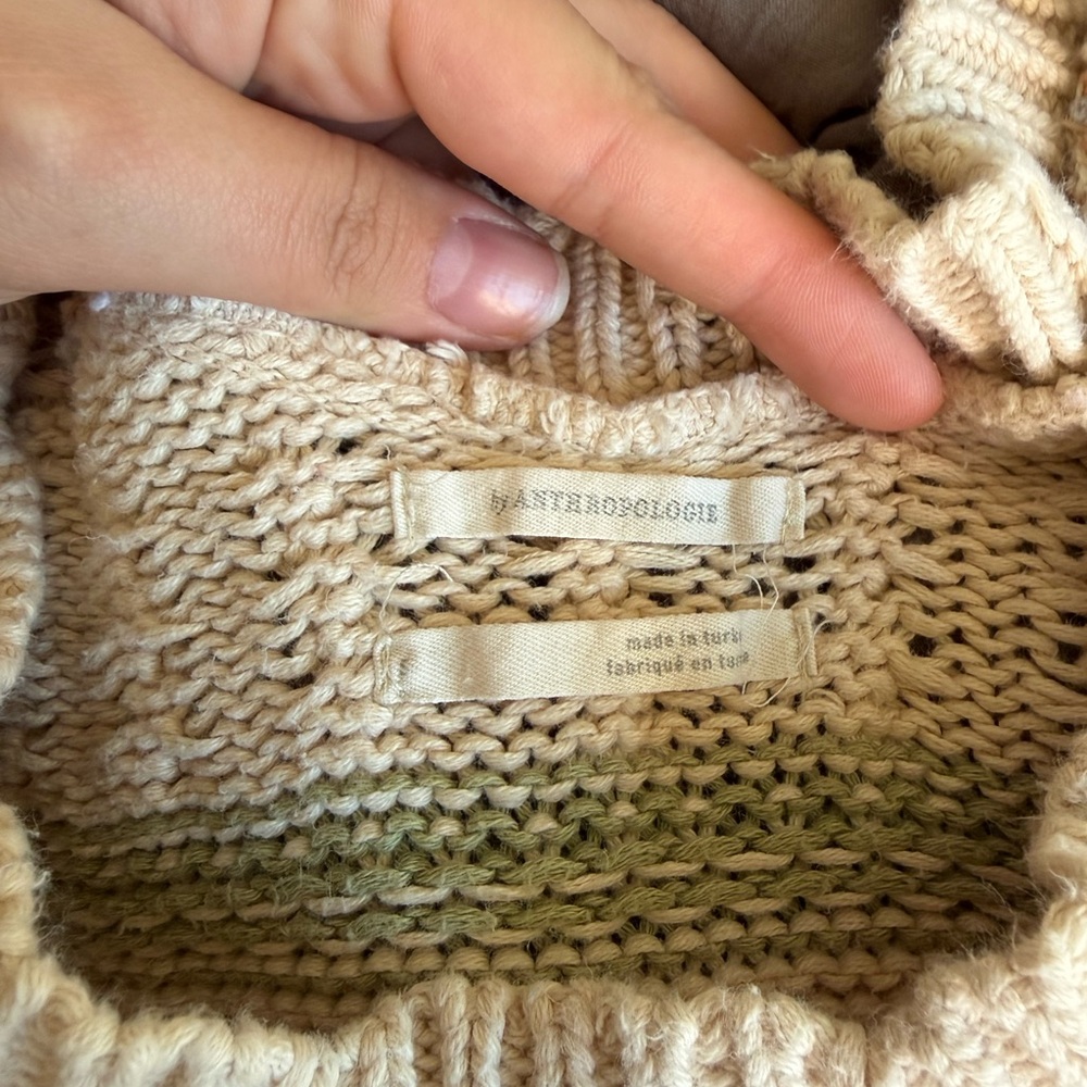 Anthropologie Cream and Green Knit Top - Picture 3 of 3